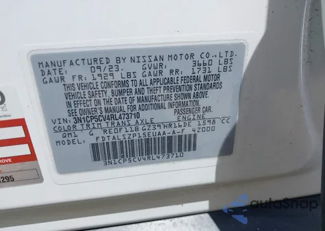 2024 Nissan Kicks Sv Xtronic Cvt from USA, damaged, VIN 3N1CP5CV4RL473710